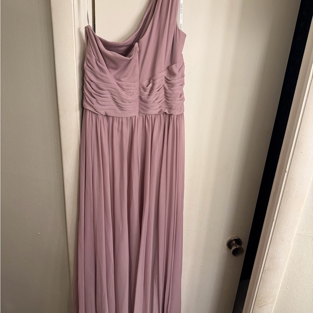 David's Bridal One-Shoulder Dusty Mauve Chiffon Gown